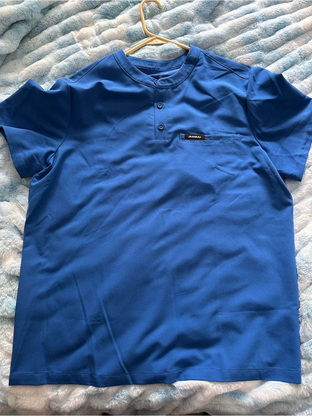 Jaanuu Royal Blue Henley Scrub Top